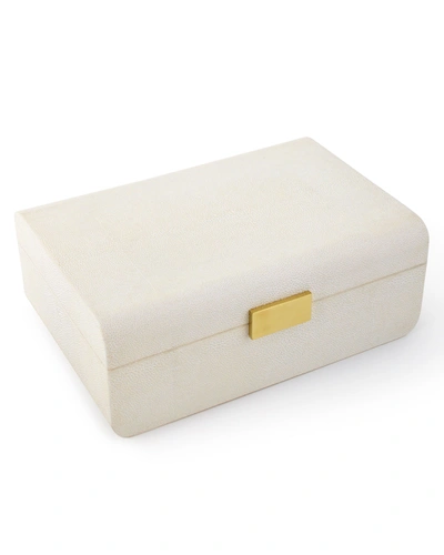 Aerin Cream Faux-shagreen Large Decorative Box
