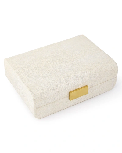 Aerin Cream Faux-shagreen Small Decorative Box