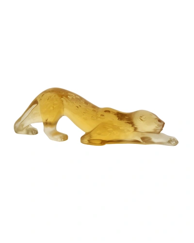 Lalique Zeila Panther Small Sculpture Amber Crystal 10491800