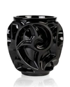 Lalique Tourbillons Small Crystal Vase In Black