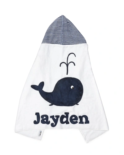 Boogie Baby Personalized Whale Hooded Towel, White