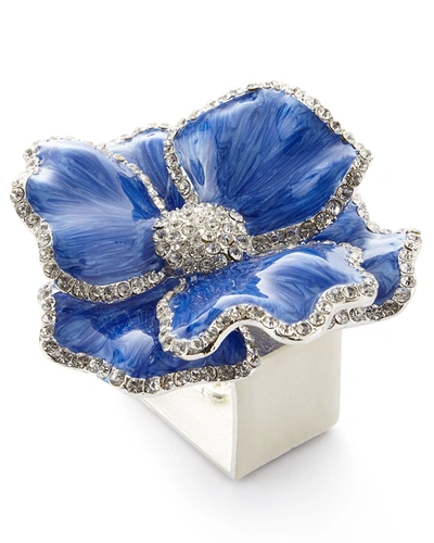 Nomi K Floral Crystal Napkin Rings, Set Of Four, Blue