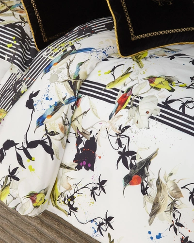 Roberto Cavalli Birds Ramage Queen Duvet Cover In Multi