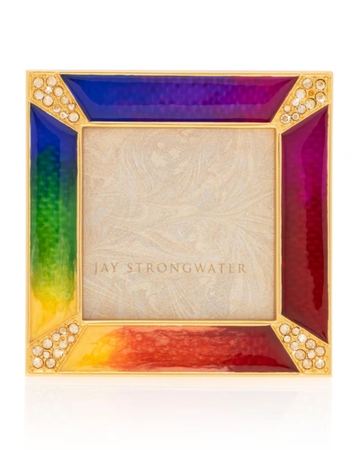 Jay Strongwater Pop Life Leland Pavé 14k Goldplated, Swarovski Crystal & Enamel Corner Square Frame In Multi