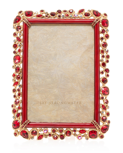 Jay Strongwater Emery Bejeweled Picture Frame, 4 X 6 In Ruby