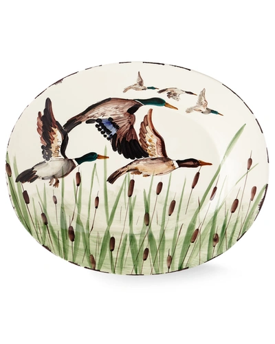 Vietri Wildlife Mallard Large Oval Platter In Brown
