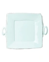 Vietri Lastra Handled Square Platter In Aqua