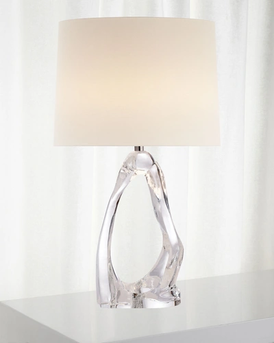 Aerin Cannes Clear Glass Table Lamp With Linen Shade