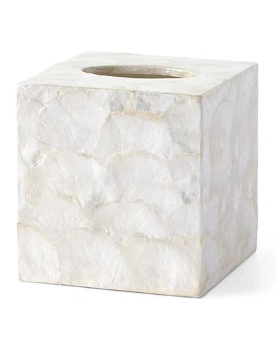 Pigeon & Poodle Andria Capiz Tissue Box Cover In Ivory