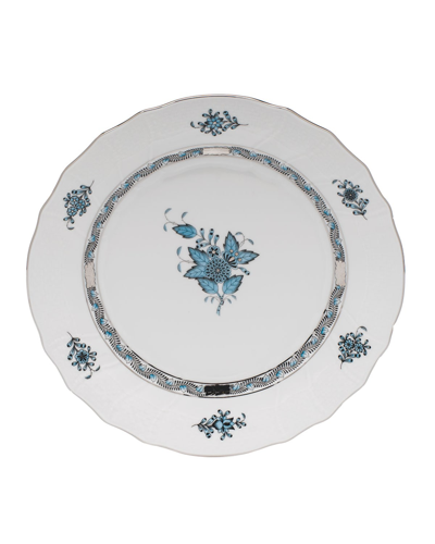 Herend Chinese Bouquet Turquoise & Platinum Dinner Plate