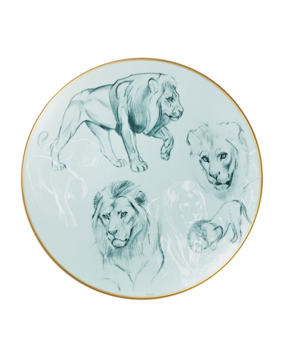 Pre-owned Herm S Carnets D'equateur Lions Salad Plate