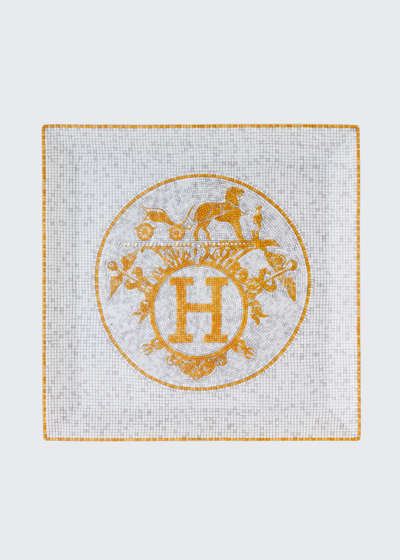 Pre-owned Herm S Mosaique Au 24 Gold Square Plate #5
