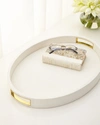 Aerin Modern Faux-shagreen Cocktail Tray In Cream