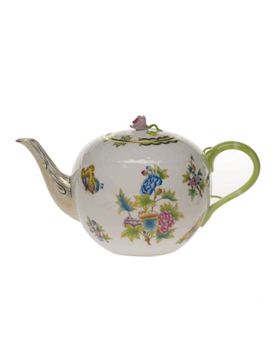 Herend Queen Victoria Teapot With Rose Finial In N/c