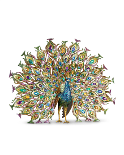 Jay Strongwater Stanton Fan Tail Peacock Figurine In Multi Colors