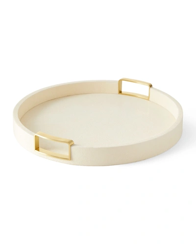 Aerin Carina Shagreen Small Round Tray In Cream