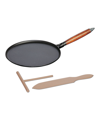 Staub 11" Cast Iron Crepe Pan With Spreader And Spatula In Black