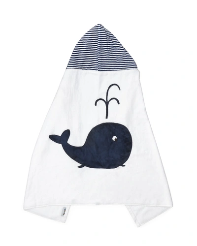 Boogie Baby Hooded Whale Towel, White/blue