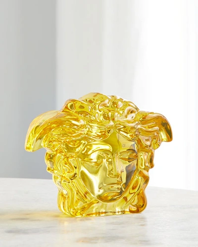 Versace Amber Medusa Paperweight In Yellow