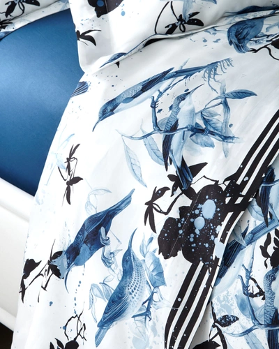 Roberto Cavalli Birds Ramage King Flat Sheet In Blue Pattern
