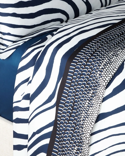 Roberto Cavalli Frame Zebrage Queen Flat Sheet In Multi