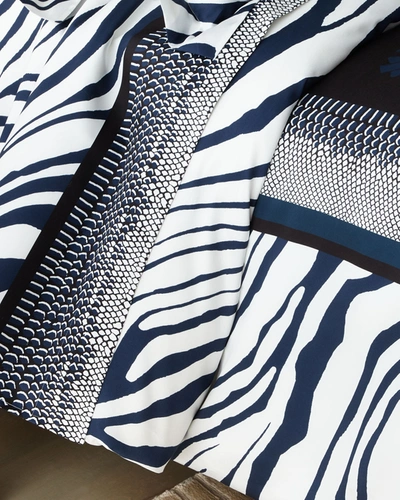 Roberto Cavalli Frame Zebrage Queen Duvet Cover In Multi