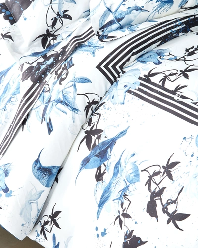 Roberto Cavalli Birds Ramage King Duvet Cover In Blue Pattern
