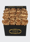 Venus Et Fleur Classic Small Square Rose Box In Gold