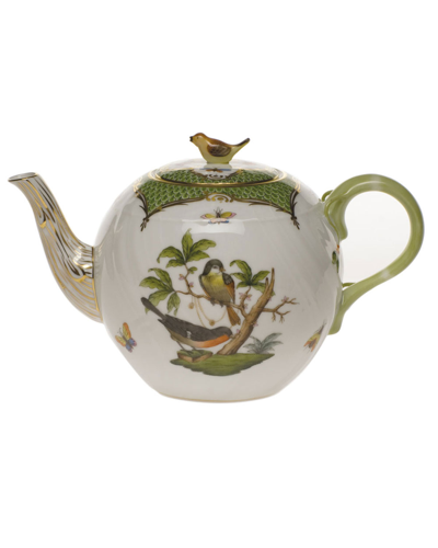 Herend Rothschild Bird Green Border Tea Pot With Bird