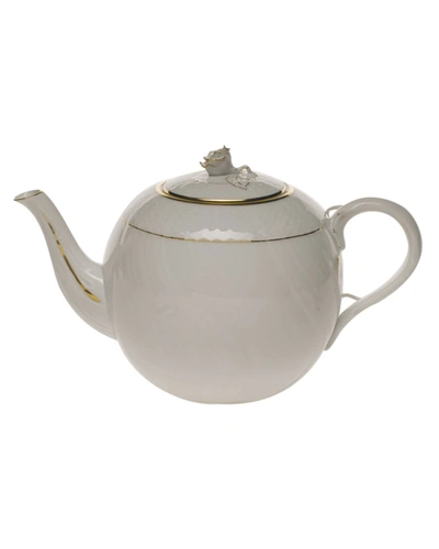 Herend Golden Edge Teapot With Rose