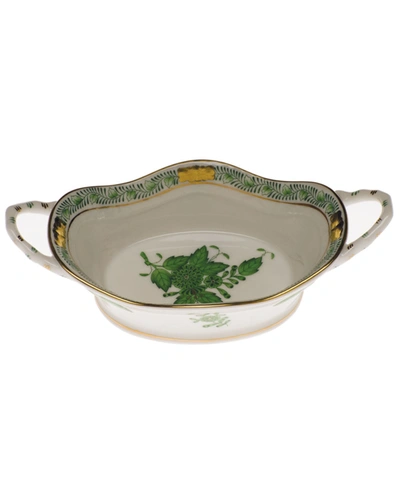 Herend Chinese Bouquet Green Large Basket With Handles