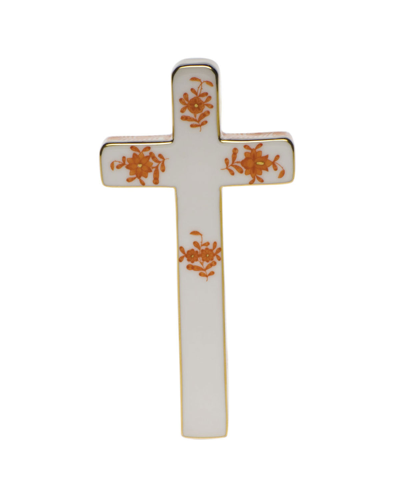 Herend Chinese Bouquet Decorative Porcelain Cross - Rust