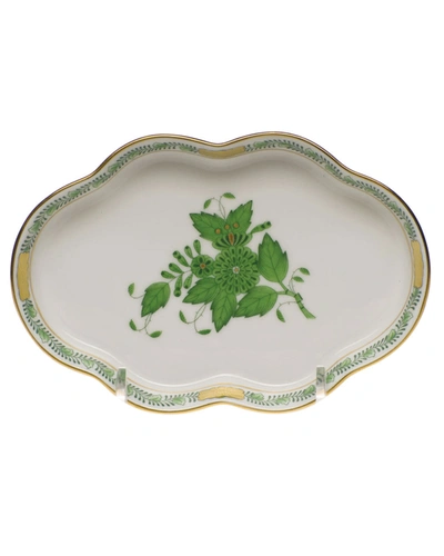 Herend Chinese Bouquet Green Small Scalloped Tray