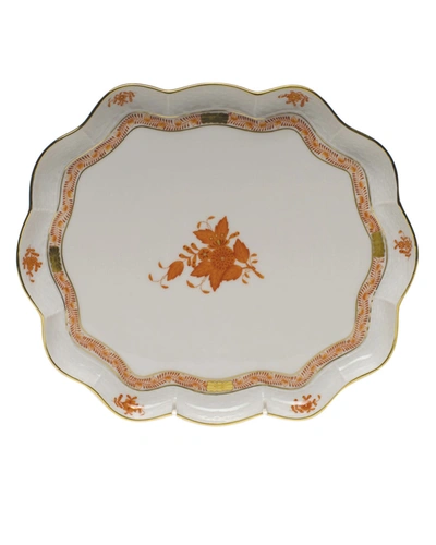 Herend Chinese Boutique Rust Scalloped Tray
