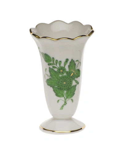 Herend Chinese Bouquet Green Scalloped Bud Vase