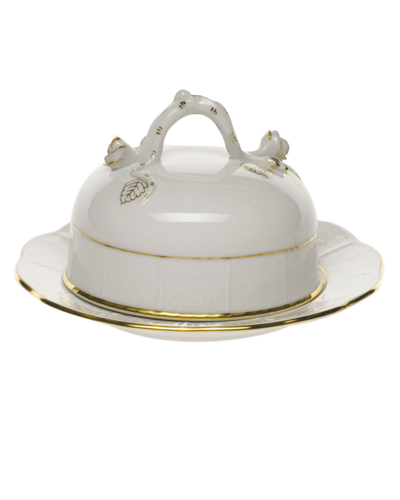 Herend Golden Edge Covered Butter Dish