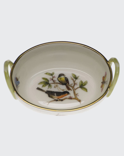 Herend Rothschild Bird Small Basket With Handles In Multi