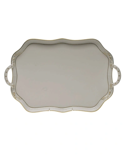 Herend Golden Edge Tray With Branch Handles