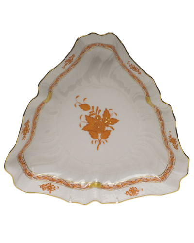 Herend Chinese Bouquet Rust Triangle Dish