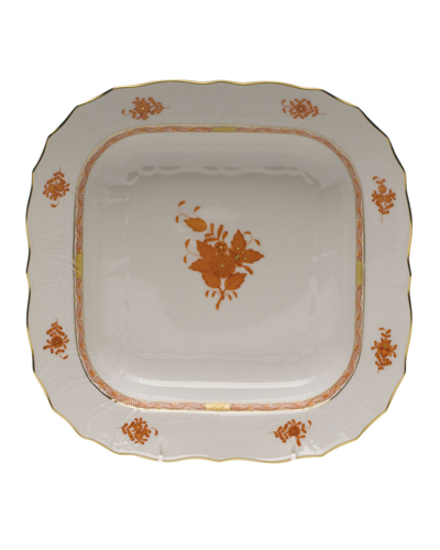 Herend Chinese Bouquet Rust Square Fruit Dish