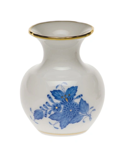 Herend Chinese Bouquet Blue Medium Bud Vase With Lip