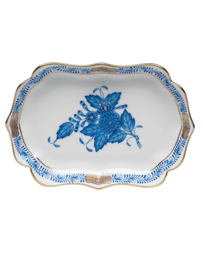 Herend Chinese Bouquet Mini Scalloped Tray - Blue