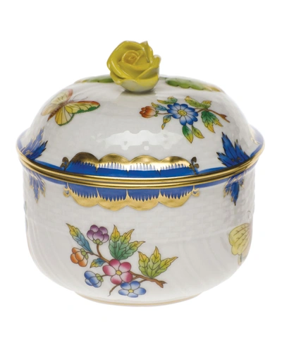 Herend Queen Victoria Blue Covered Sugar Dish