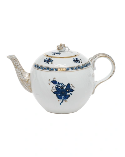 Herend Chinese Bouquet Black Sapphire Teapot