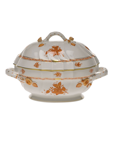 Herend Chinese Bouquet Rust Tureen With Branch Handle