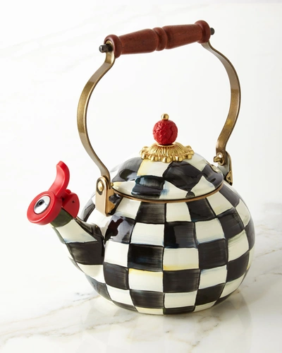 Mackenzie-childs Courtly Check Enamel Whistling Tea Kettle