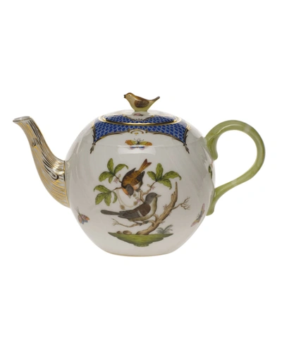 Herend Rothschild Blue Tea Pot With Bird
