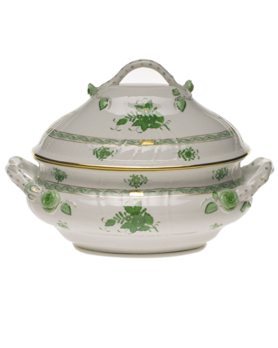 Herend Chinese Bouquet Green Tureen With Branch Handle