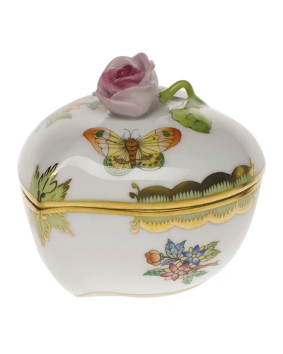 Herend Queen Victoria Green Heart Bonbon With Rose Finial
