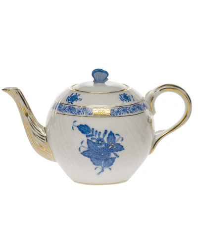 Herend Chinese Bouquet Blue Teapot With Butterfly